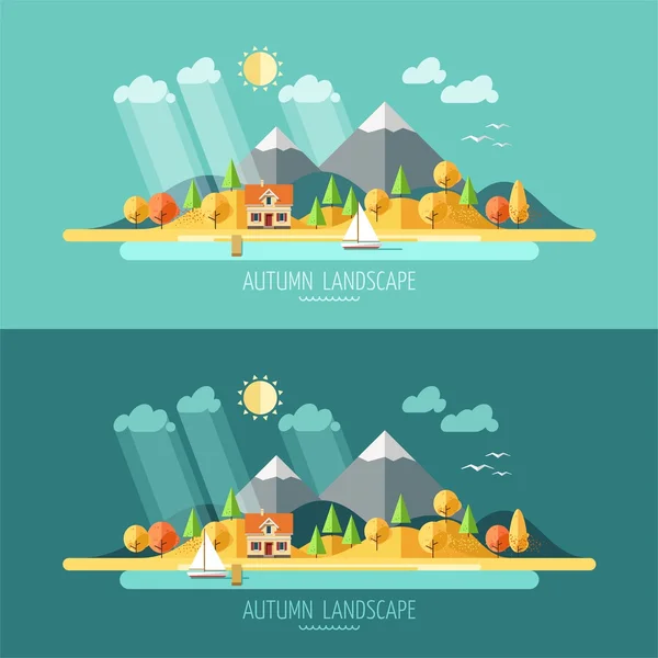 Natuur - herfst landschap. — Stockvector