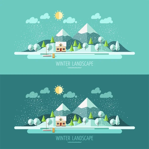 Nature - winter landscape. — Stock Vector