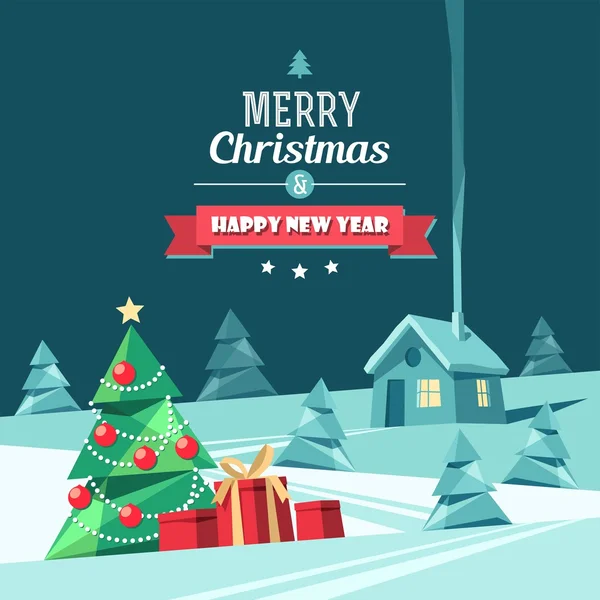 Noel ve yeni yıl. vektör tebrik kartı