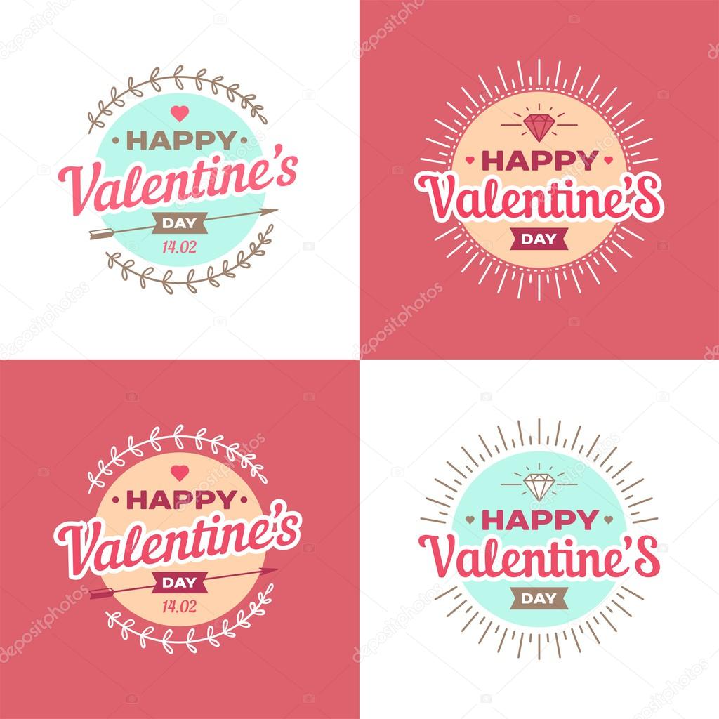 Valentines day vector illustrations and typography elements.