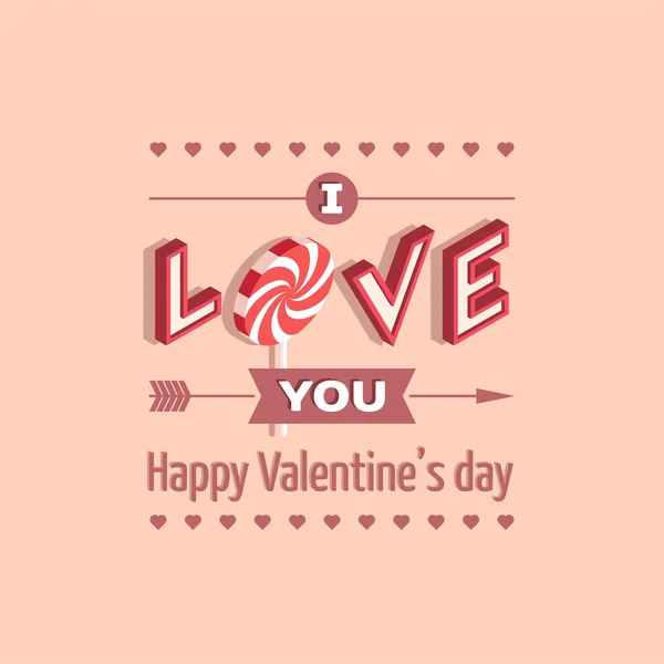Люблю, люблю тебя, открытка с днем святого Валентина - Векторная иллюстрация . — стоковый вектор