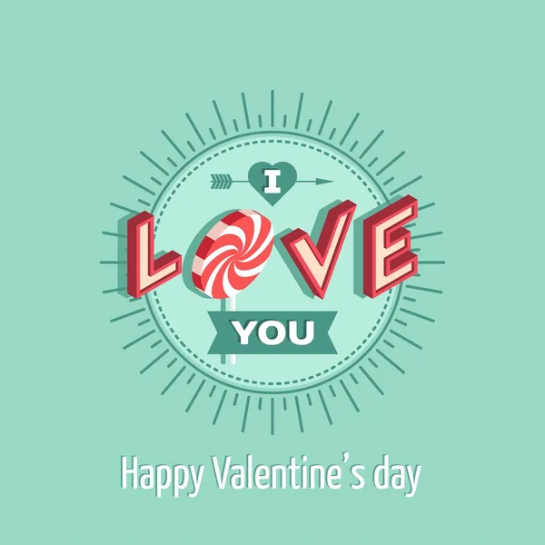 Люблю, люблю тебя, открытка с днем святого Валентина - Векторная иллюстрация . — стоковый вектор