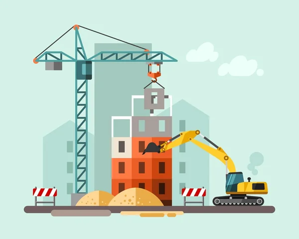 Construction site, building a house. — Stock Vector