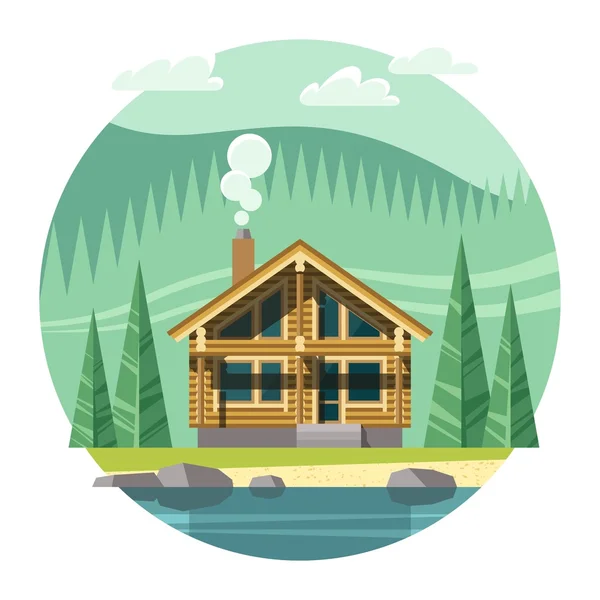 Faház, fából készült ház, eco house, house, a természet. — Stock Vector