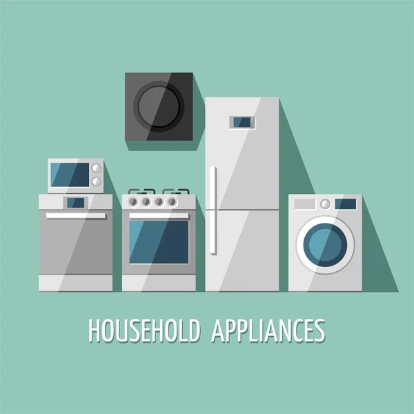 Set van huishoudelijke apparaten. Huishoudelijke apparaten. Keukenapparatuur. — Stockvector