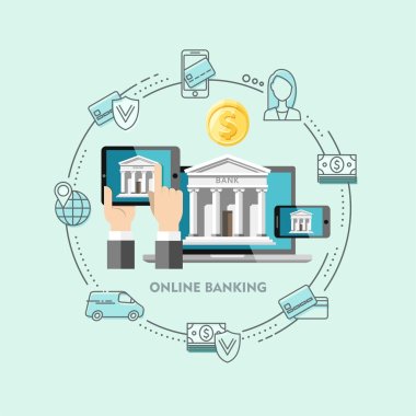 Flat design vector illustration concepts of internet banking.