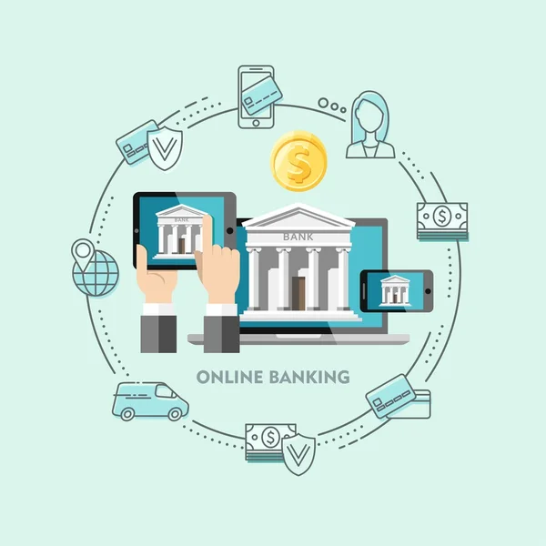 Diseño plano vector ilustración conceptos de banca por Internet . — Archivo Imágenes Vectoriales