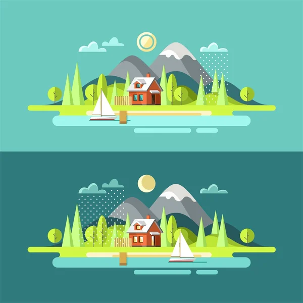 Naturaleza. Al aire libre. Paisaje verano . — Vector de stock