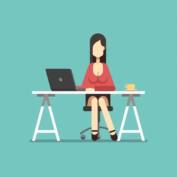 Mujer de negocios trabajando en la oficina. Diseño de caracteres . — Vector de stock