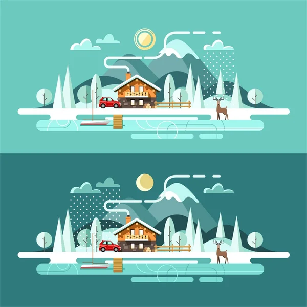 Nature. Winter landscape. — Stock Vector