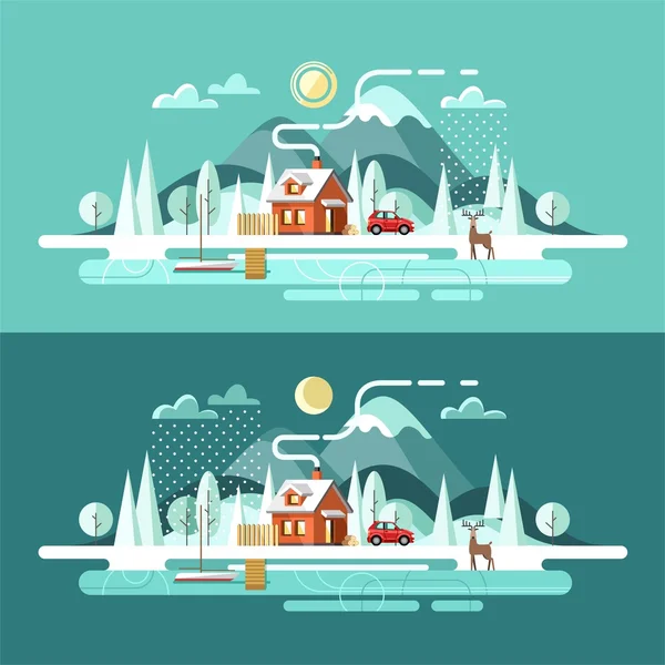 Naturaleza. Paisaje invierno . — Vector de stock