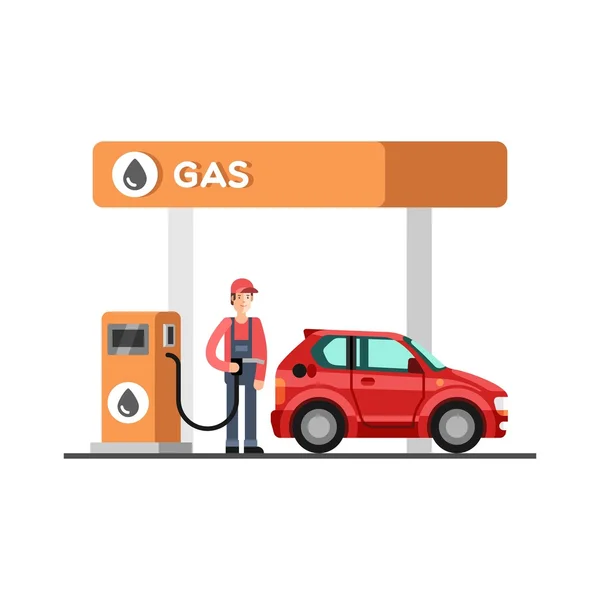 Stazione di servizio. Energia. Distributore di benzina . — Vettoriale Stock