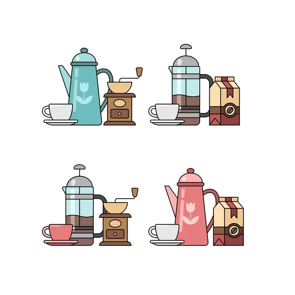 Koffie set van elementen. Koffie tijd. — Stockvector