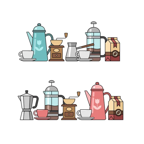 Koffie set van elementen. Koffie tijd. — Stockvector