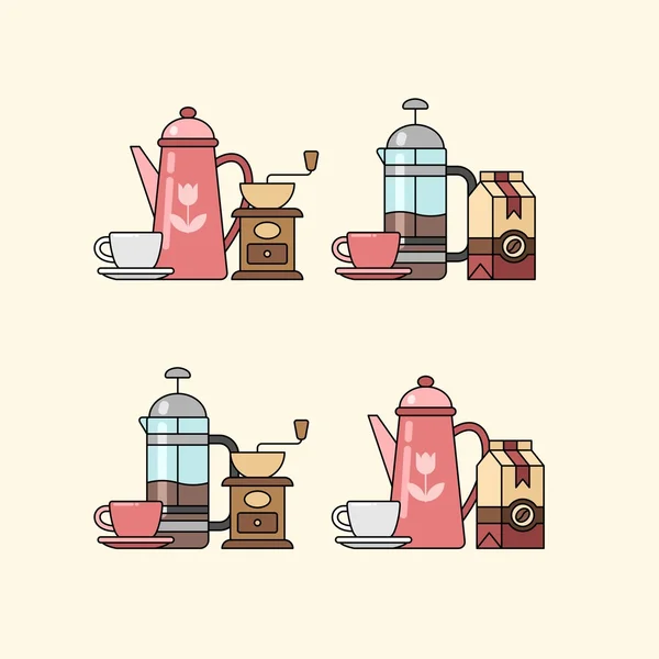 Koffie set van elementen. Koffie tijd. — Stockvector