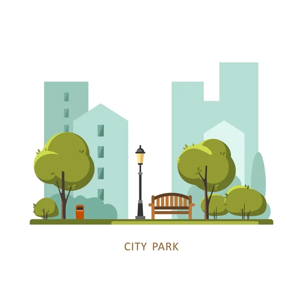 Public park in the City. — Stock Vector