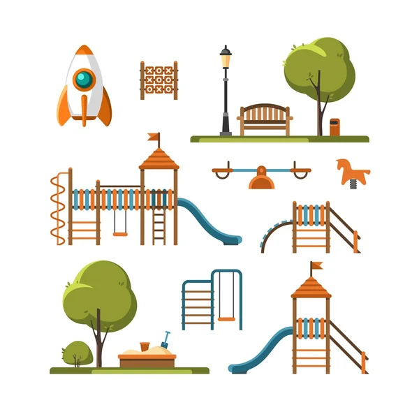 Kids playground, city park set. — Stock Vector