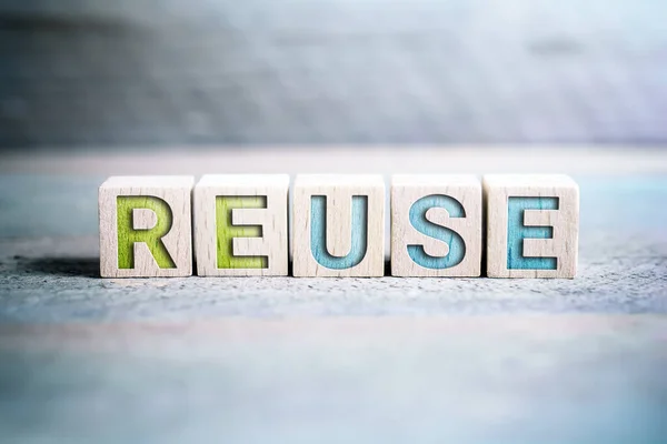 Reuse Written On Wooden Blocks On A Board — Stock Photo, Image