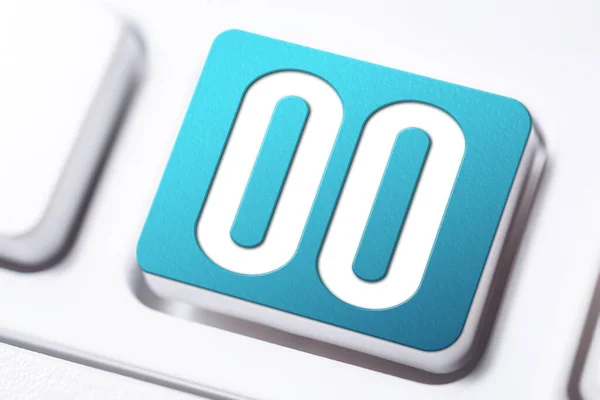 Número 00 Escrito em um botão de teclado azul — Fotografia de Stock