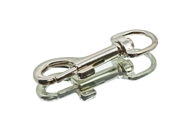 Small Lying Metal Carabiner Hook — Stock Photo, Image