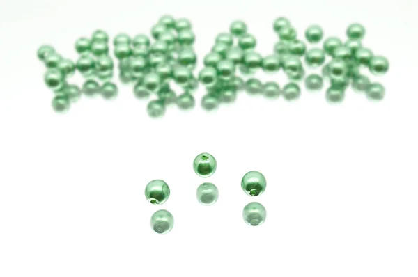 Collection Of Green Glass Wax Beads — Stock Photo, Image