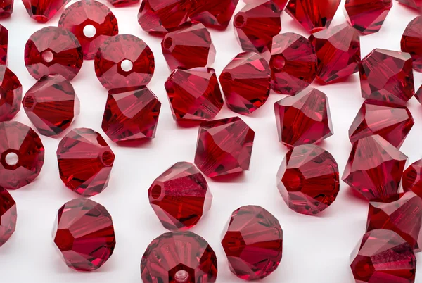 Makroaufnahme einer Sammlung roter Perlen — Stockfoto