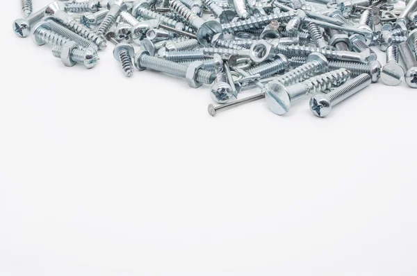 Collection Of Iron Screws, Nuts and Lockwashers Above — Stock Photo, Image