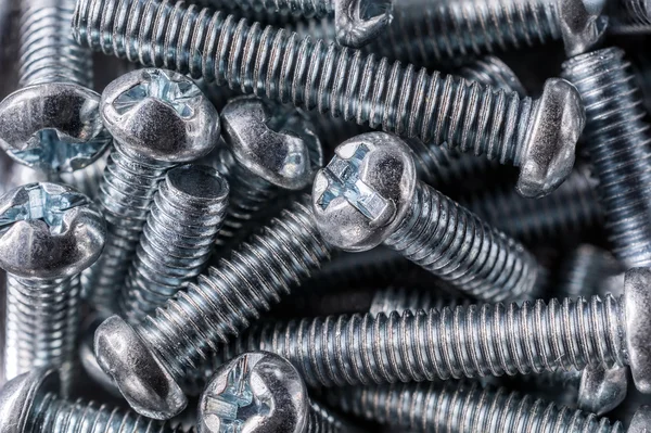 Macro Of A Collection Of Iron Screws — 图库照片