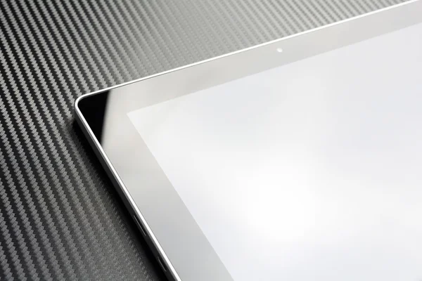 Business Tablet With Blank Screen And Reflection On Carbon Background — Zdjęcie stockowe