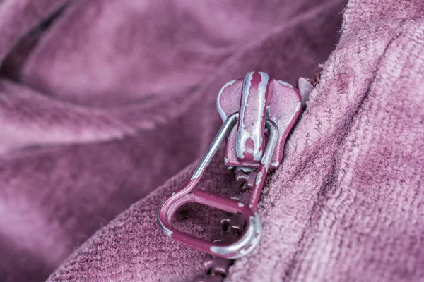 Macro Of The Front Of A Purple Used Zipper — Stock Photo, Image