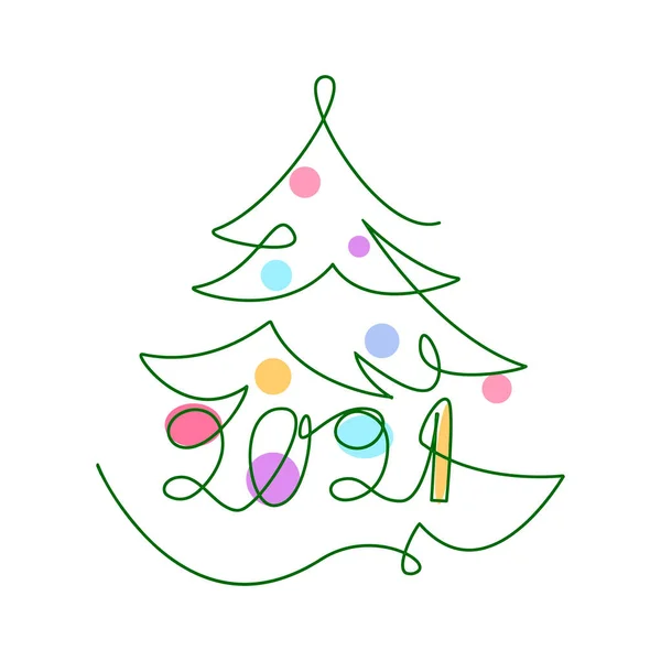 2021 Jahr Weihnachten Und Neujahr Weihnachtsbaum Typ Konzept Neujahr Jahr — Stockvektor