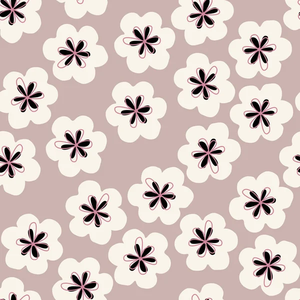 Seamless Background Floral Pattern White Flowers Gray Background Floral Baby — Zdjęcie stockowe