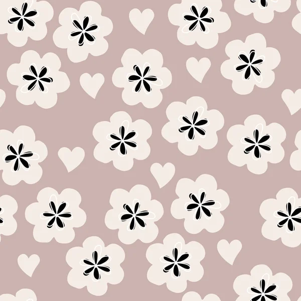 Seamless Background Simple Floral Pattern Pink Flowers White Background Floral — Stock Fotó