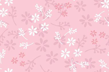 Yumuşak pembe tonlarda, elle çizilmiş botanik elementlerle kusursuz çiçek deseni. Bebek ürünleri, kreş dekorasyonu, güzellik markalaşması, ambalaj, tekstil ve kırtasiye tasarımı için hafif asgari arkaplan.