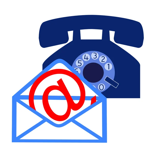 E-mail, niebieski telefon i adres na kopercie — Zdjęcie stockowe