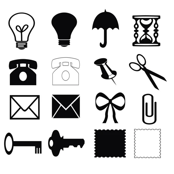 Silhouette di oggetti diversi su sfondo bianco — Foto Stock
