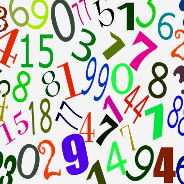 Beyaz arka plandaki farklı yazı tiplerinin numaraları .