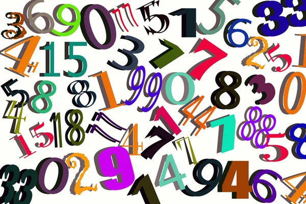 The numbers of different fonts on a white background . — Stock Photo, Image