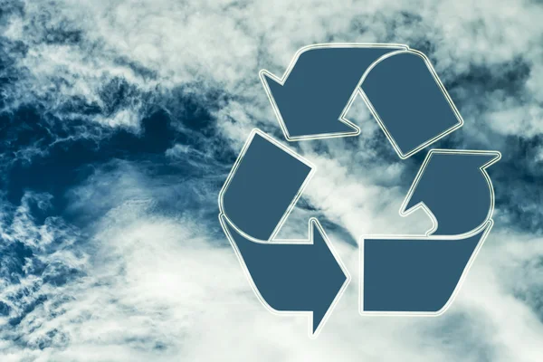 The sign is recyclable products on the sky background — Stock Photo, Image