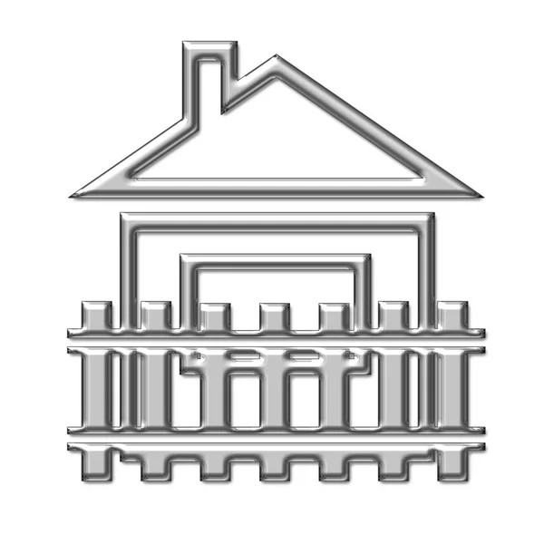 Srebrny symbol prywatnego domu na białym tle — Zdjęcie stockowe