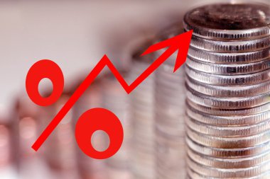 Para bir arka plan üzerinde kırmızı yüzde işareti . 