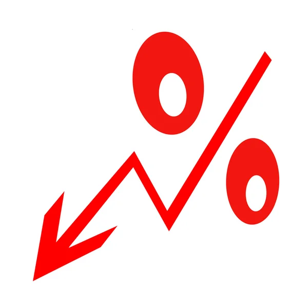 Signo de porcentaje rojo sobre fondo blanco — Foto de Stock