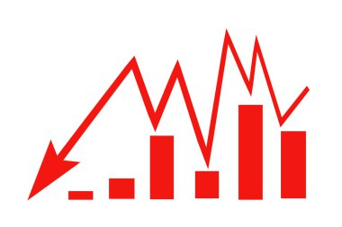 Kırmızı işaret ok - grafik üzerinde beyaz bir arka plan . 