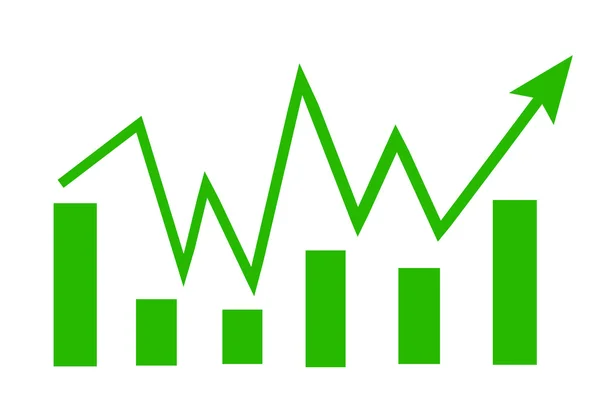 Flecha de signo verde - gráfico sobre fondo blanco —  Fotos de Stock