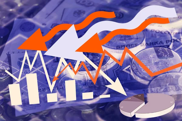 Illustrazione a colori di grafici e grafici economici e finanziari — Foto Stock