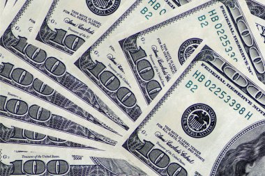 Yüz dolar tasarım arka plan olarak yığını