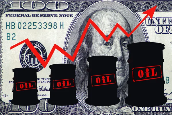 Βαρέλια και χρονοδιάγραμμα αυξήσεων των τιμών για τα πετρελαϊκά προϊόντα . — Φωτογραφία Αρχείου