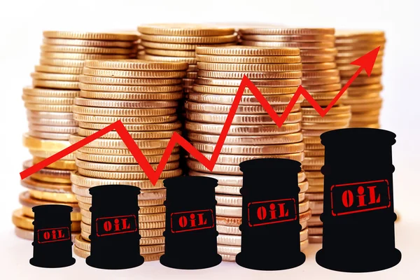 Barriles y calendario de subidas de precios de los productos petrolíferos  . — Foto de Stock