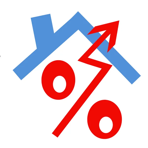 Czerwony znak procentu na tle domu. — Zdjęcie stockowe