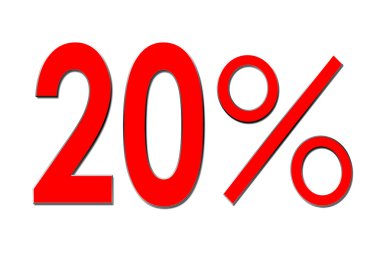 Beyaz arkaplanda kırmızı yüzde işareti .